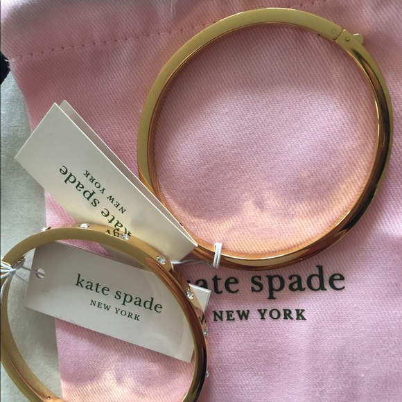 Kate Spade Set Of 2 Metal Stone Hinged Bangles - Picture 1 of 10